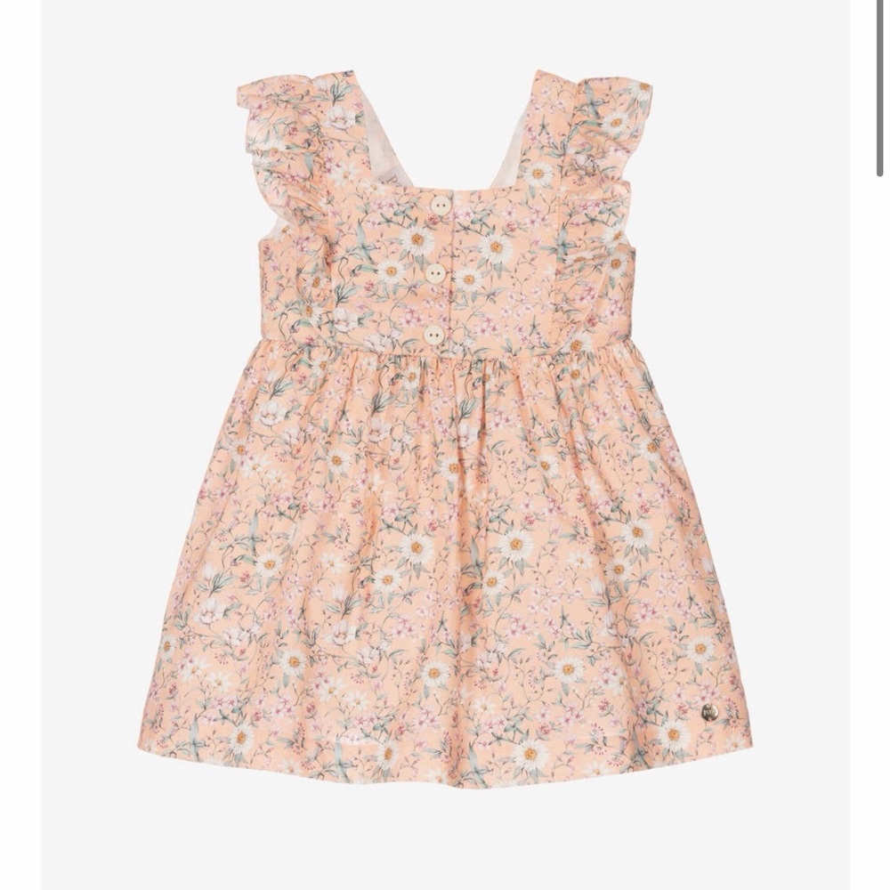 PAZ RODRÍGUEZ GIRLS PALE ORANGE daisy print COTTON DRESS 48 mos
